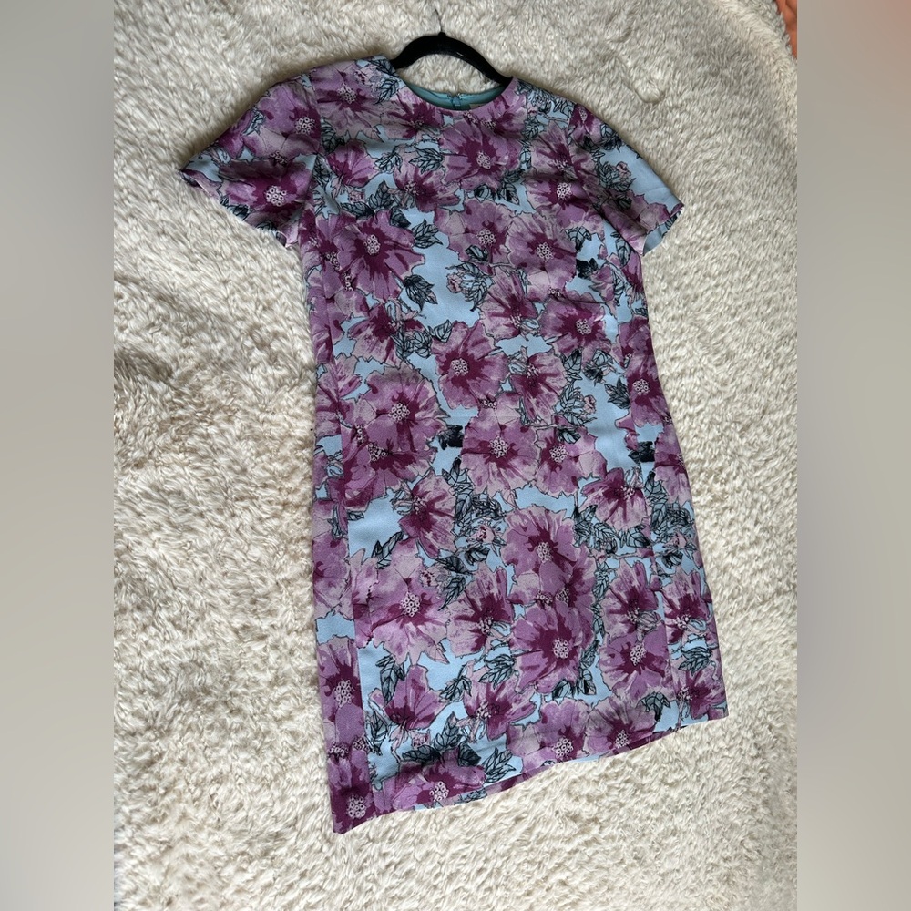 Babaton Floral Pink and Blue Shift Dress - Picture 4 of 7